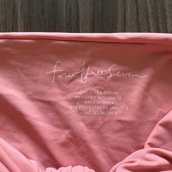 437 Active Swimwear Womens Pink Tie-Front Bandeau Bikini Set Small - Picture 9 of 10